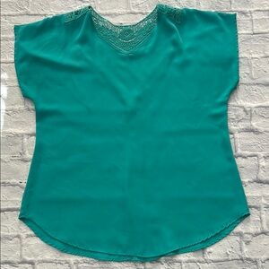 Teal Lace Detail Women's Top